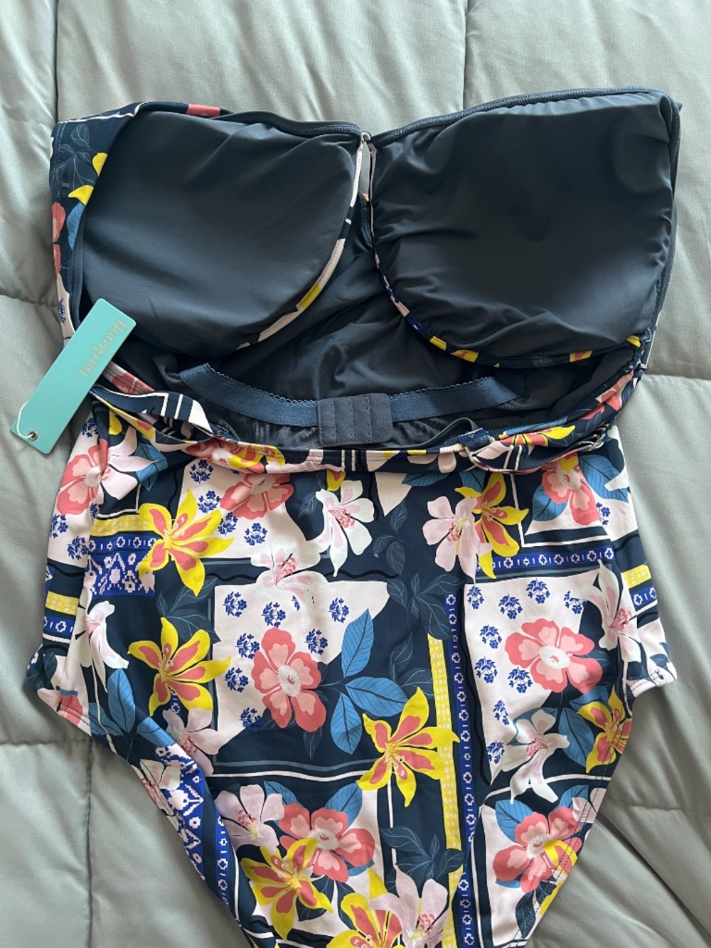 Birdsong V Front Underwire One Piece in Indigo Picnic - Picture 6 of 7